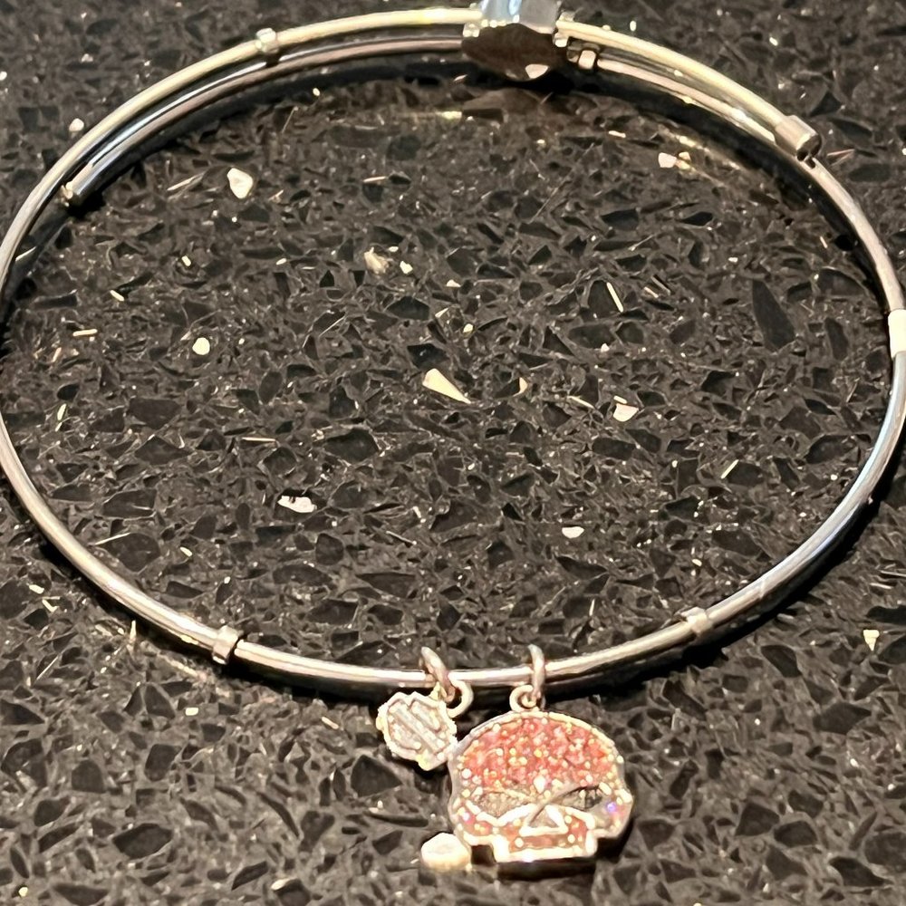 HARLEY DAVIDSON STAINLESS STEEL LADIES PINK SKULL BANGLE BRACELET